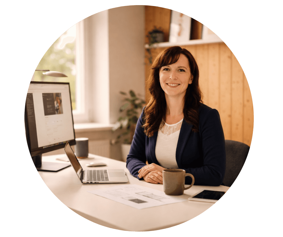 Webdesignerin in Hellem Büro_rund