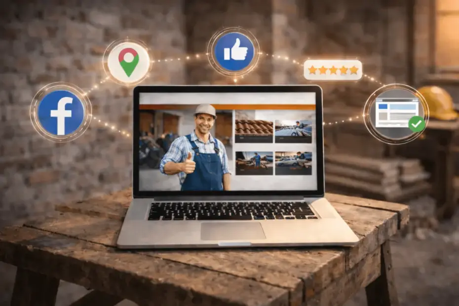 Laptop mit Social Media Simbolen