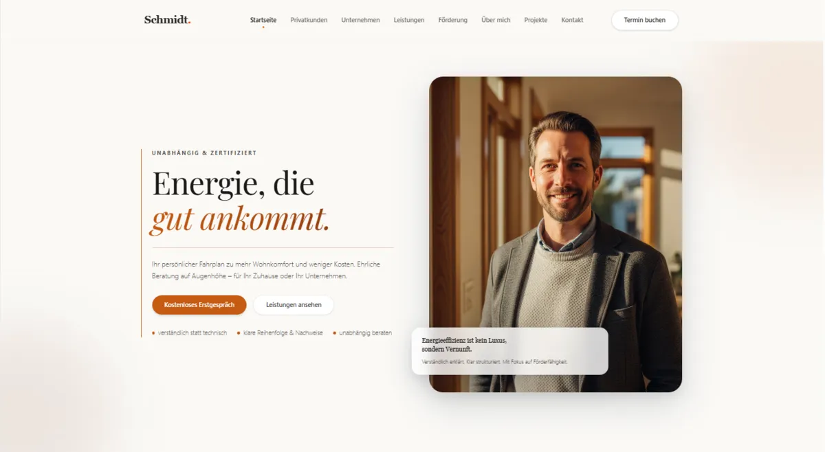 Screenshot Hero Energieberater warm