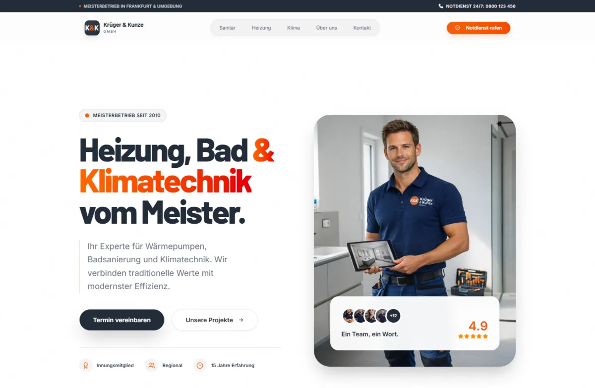 Screenshot Hero Sanitärbetrieb